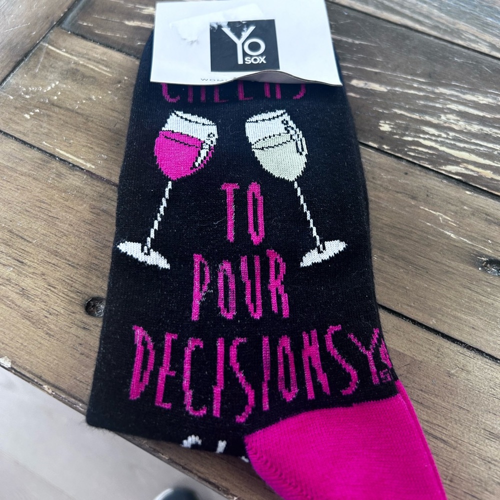 YoSox Cheers to Pour Decisions Women’s Crew Socks NWT